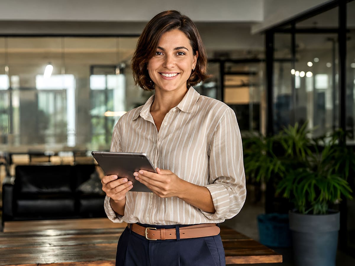Profissional com um tablet no escritório